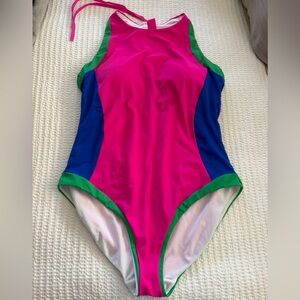 Boden Women’s Vibrant Pink, Blue and Lime Green Swimsuit